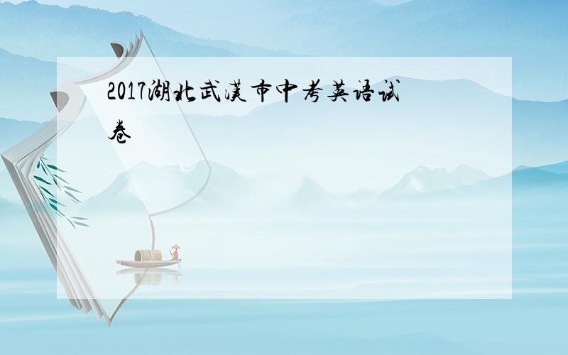 2017湖北武汉市中考英语试卷
