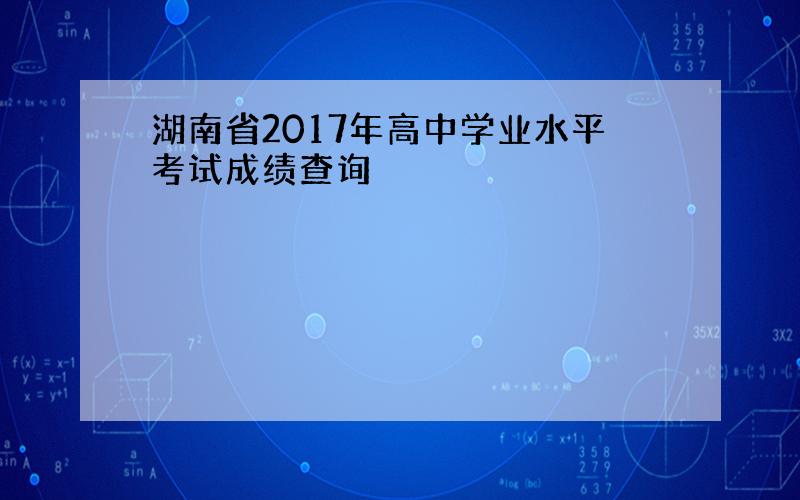 湖南省2017年高中学业水平考试成绩查询