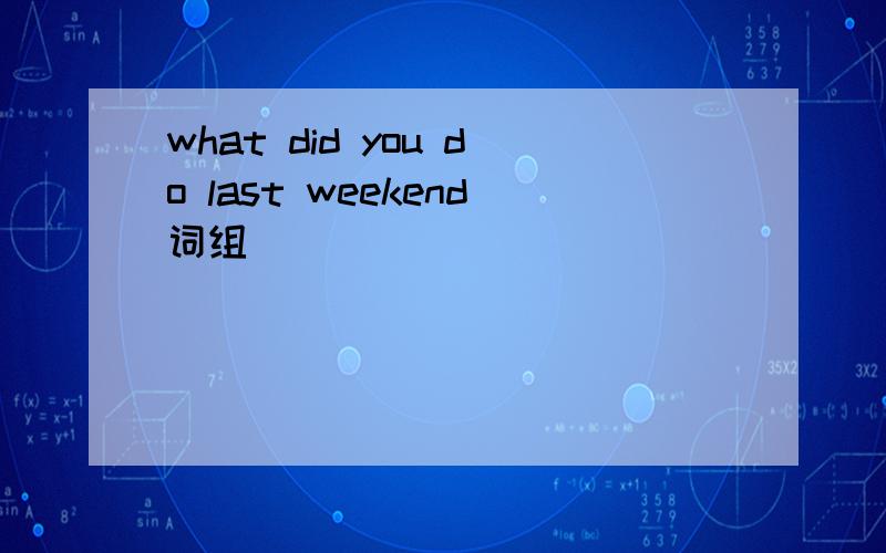 what did you do last weekend词组