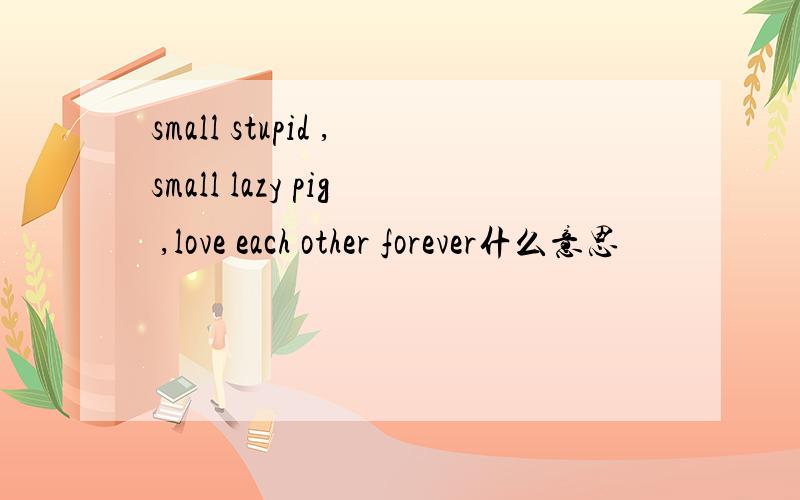 small stupid ,small lazy pig ,love each other forever什么意思