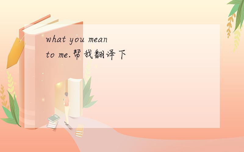what you mean to me.帮我翻译下