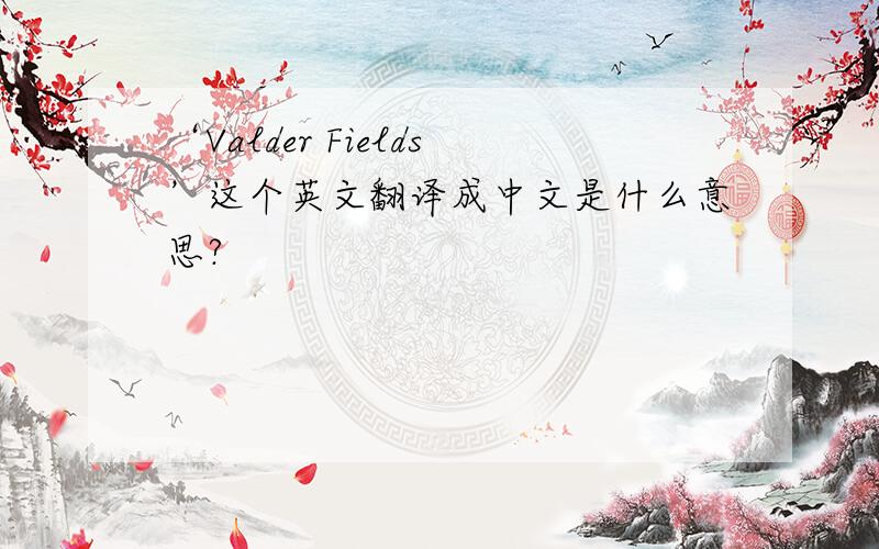 ‘Valder Fields’这个英文翻译成中文是什么意思?