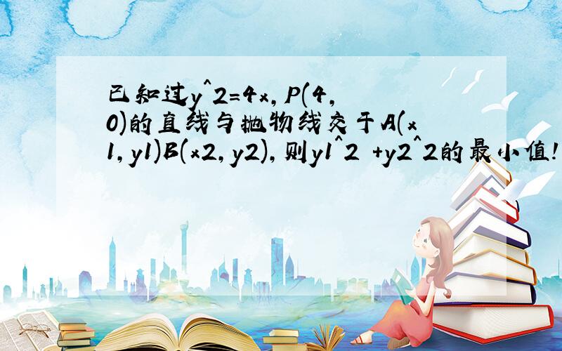 已知过y^2=4x,P(4,0)的直线与抛物线交于A(x1,y1)B(x2,y2),则y1^2 +y2^2的最小值!