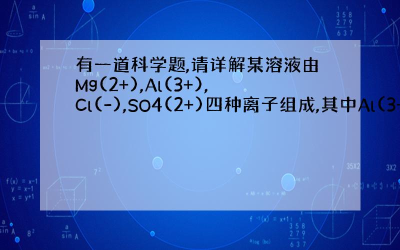 有一道科学题,请详解某溶液由Mg(2+),Al(3+),Cl(-),SO4(2+)四种离子组成,其中Al(3+),SO4