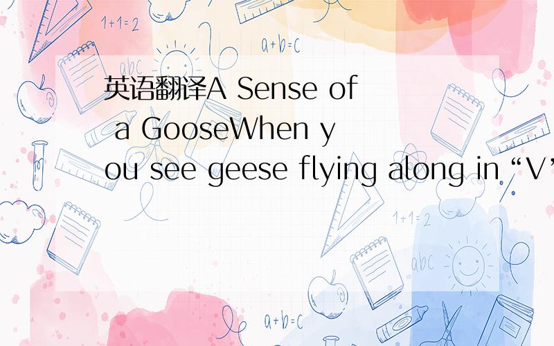 英语翻译A Sense of a GooseWhen you see geese flying along in“V”f