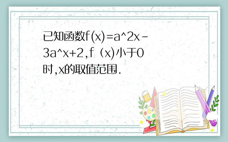 已知函数f(x)=a^2x-3a^x+2,f（x)小于0时,x的取值范围.