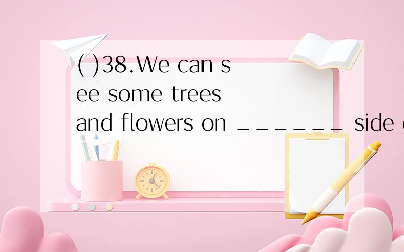 ( )38.We can see some trees and flowers on ______ side of th