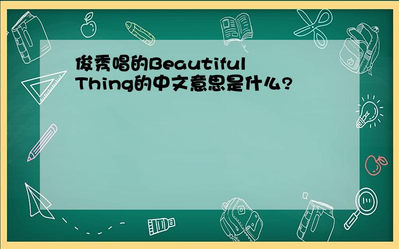 俊秀唱的Beautiful Thing的中文意思是什么?