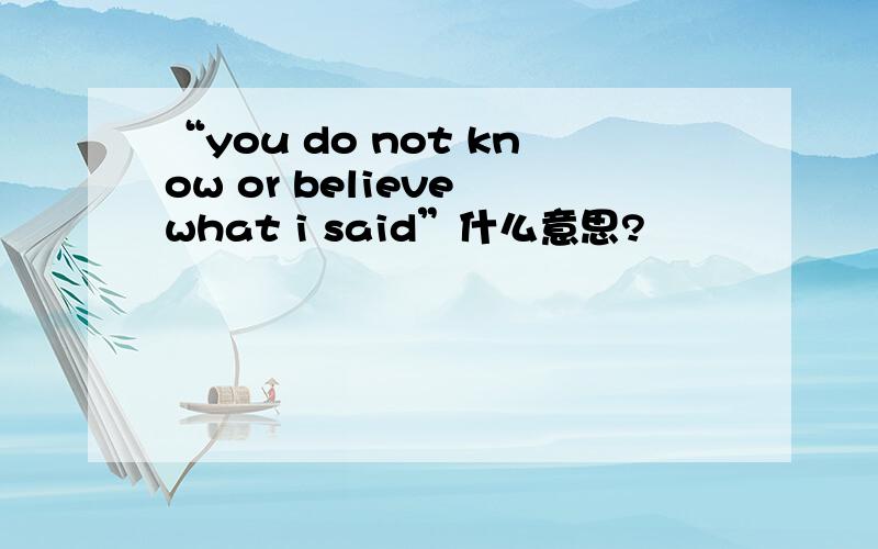 “you do not know or believe what i said”什么意思?