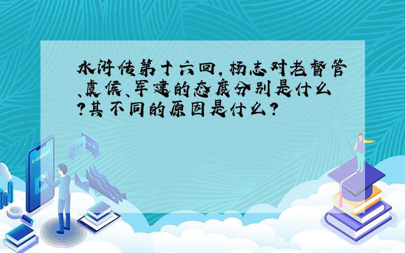 水浒传第十六回,杨志对老督管、虞侯、军建的态度分别是什么?其不同的原因是什么?