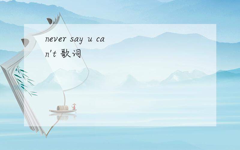 never say u can't 歌词