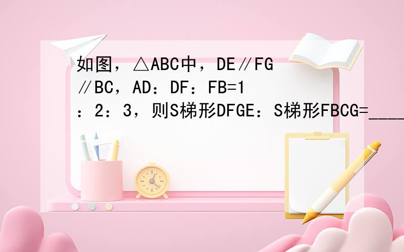 如图，△ABC中，DE∥FG∥BC，AD：DF：FB=1：2：3，则S梯形DFGE：S梯形FBCG=______．