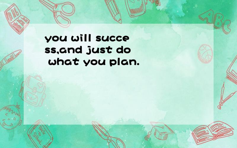 you will success,and just do what you plan.