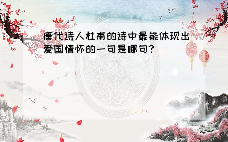 唐代诗人杜甫的诗中最能体现出爱国情怀的一句是哪句?