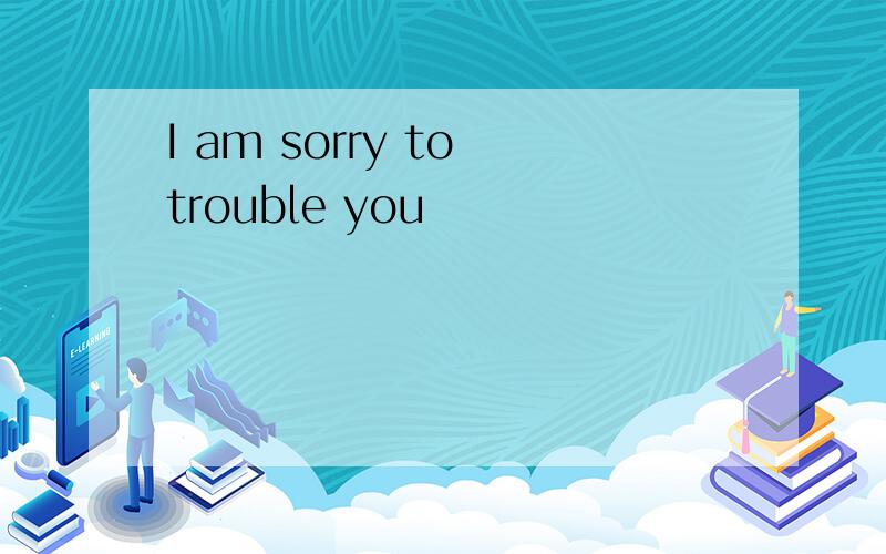 I am sorry to trouble you