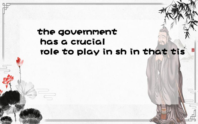 the government has a crucial role to play in sh in that tis