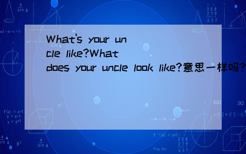 What's your uncle like?What does your uncle look like?意思一样吗?