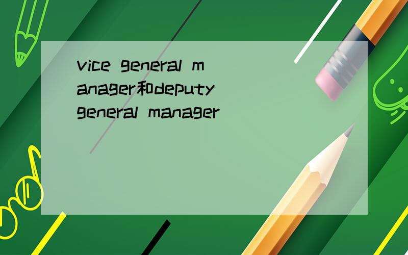 vice general manager和deputy general manager