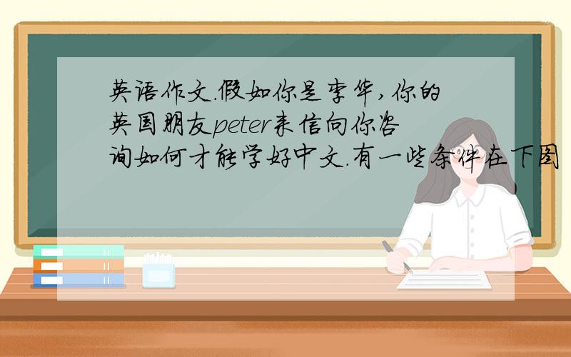 英语作文.假如你是李华,你的英国朋友peter来信向你咨询如何才能学好中文.有一些条件在下图