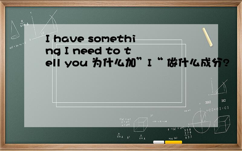 I have something I need to tell you 为什么加”I“ 做什么成分?