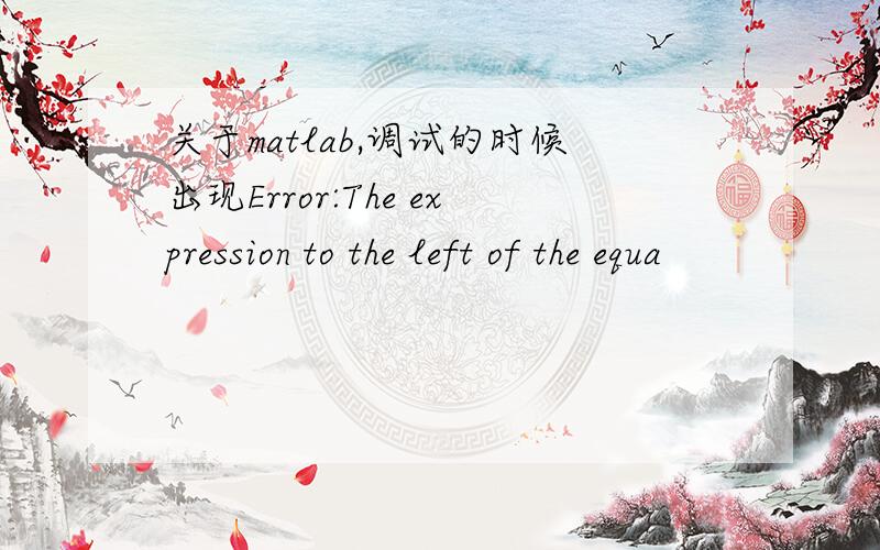 关于matlab,调试的时候出现Error:The expression to the left of the equa
