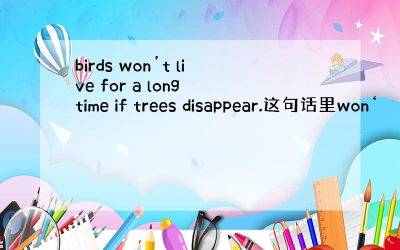 birds won’t live for a long time if trees disappear.这句话里won‘