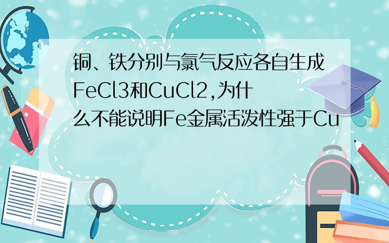 铜、铁分别与氯气反应各自生成FeCl3和CuCl2,为什么不能说明Fe金属活泼性强于Cu