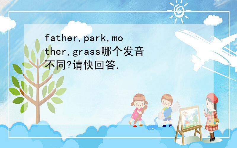father,park,mother,grass哪个发音不同?请快回答,