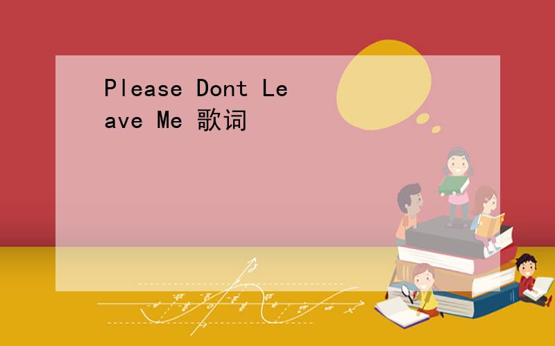 Please Dont Leave Me 歌词