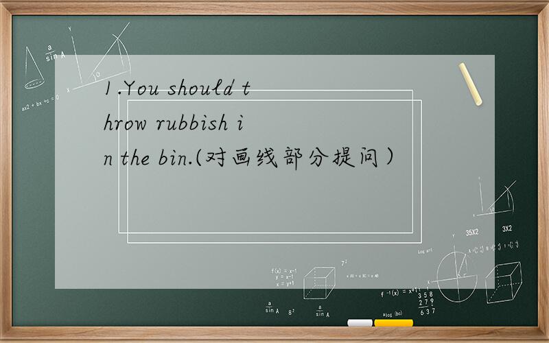 1.You should throw rubbish in the bin.(对画线部分提问）