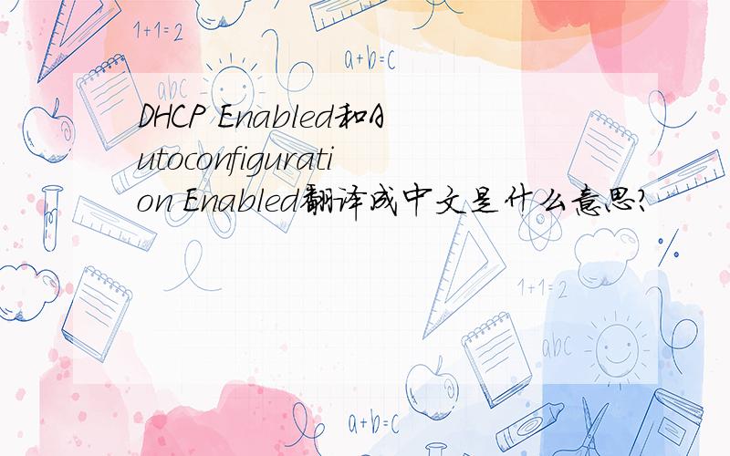 DHCP Enabled和Autoconfiguration Enabled翻译成中文是什么意思?