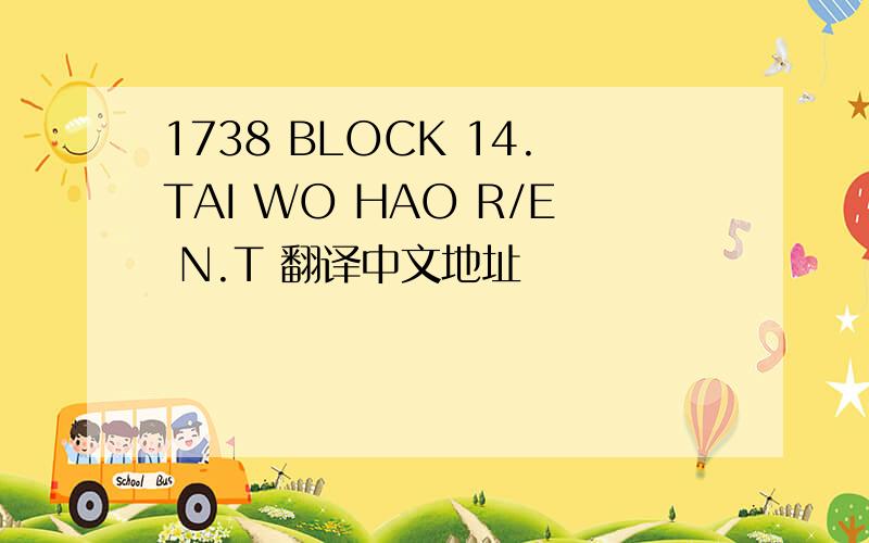1738 BLOCK 14.TAI WO HAO R/E N.T 翻译中文地址