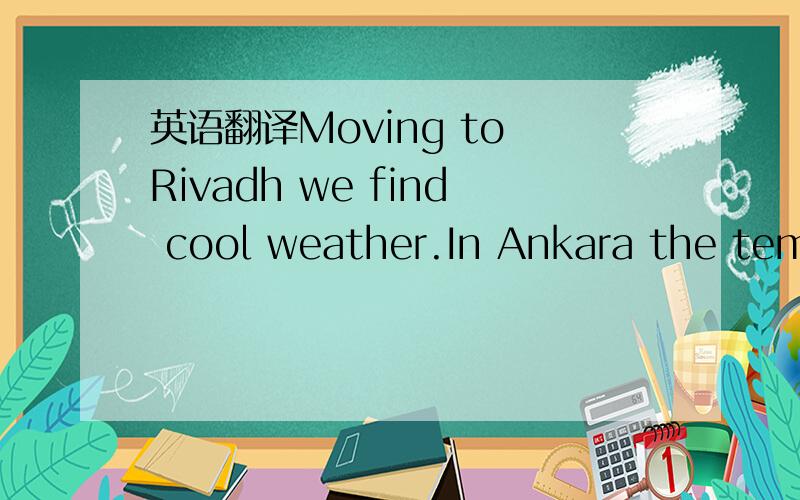 英语翻译Moving to Rivadh we find cool weather.In Ankara the temp