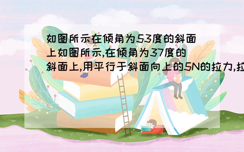 如图所示在倾角为53度的斜面上如图所示,在倾角为37度的斜面上,用平行于斜面向上的5N的拉力,拉着重为3N的木