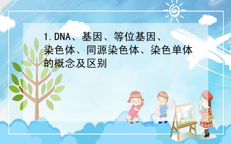 1.DNA、基因、等位基因、染色体、同源染色体、染色单体的概念及区别