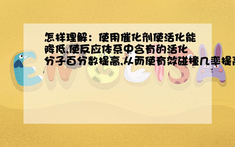 怎样理解：使用催化剂使活化能降低,使反应体系中含有的活化分子百分数提高,从而使有效碰撞几率提高