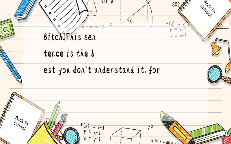 Bitch!This sentence is the best you don't understand it,for