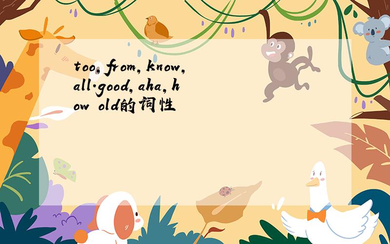too,from,know,all.good,aha,how old的词性