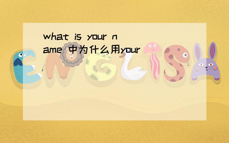 what is your name 中为什么用your