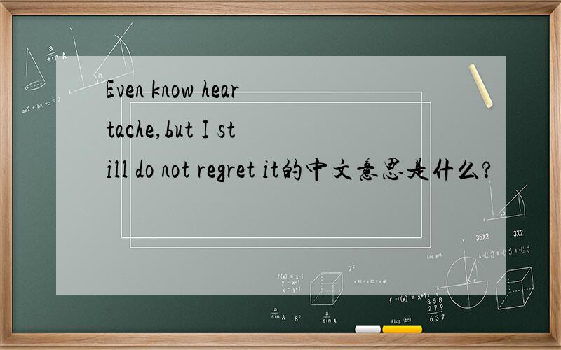 Even know heartache,but I still do not regret it的中文意思是什么?