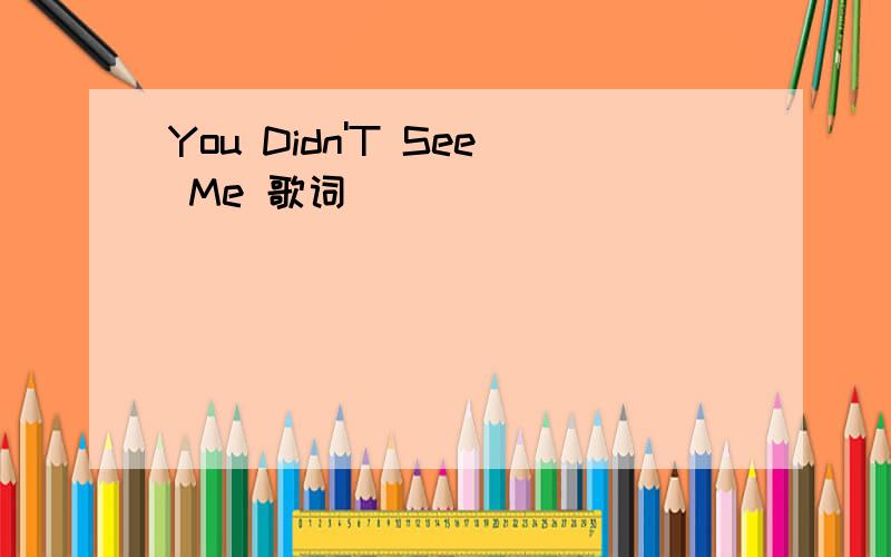 You Didn'T See Me 歌词