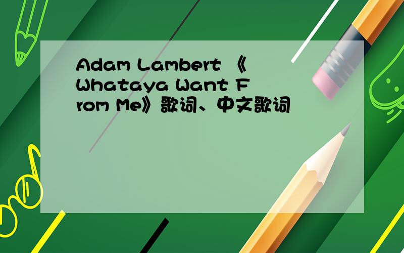 Adam Lambert 《Whataya Want From Me》歌词、中文歌词