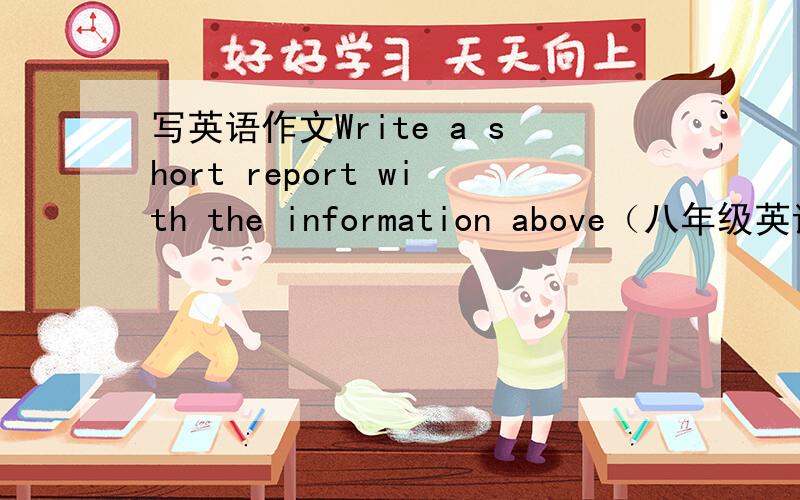 写英语作文Write a short report with the information above（八年级英语下册