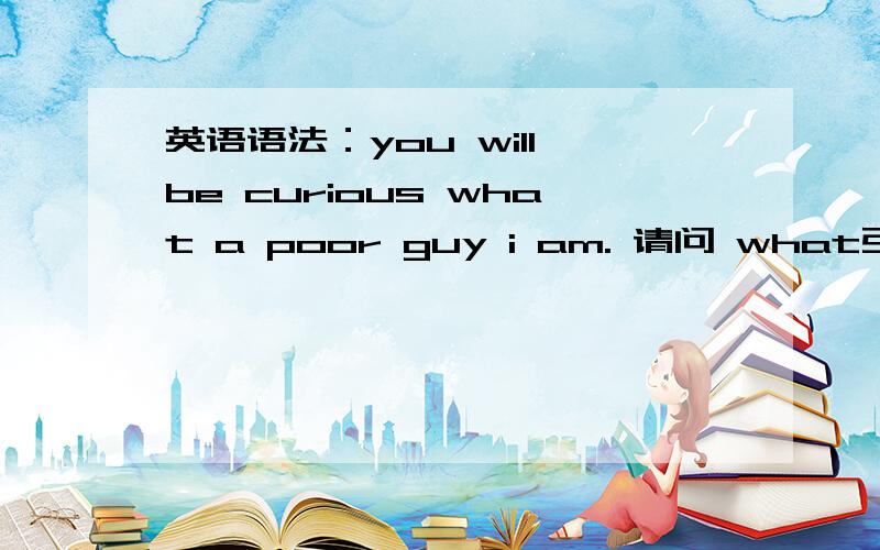 英语语法：you will be curious what a poor guy i am. 请问 what引导的从句是
