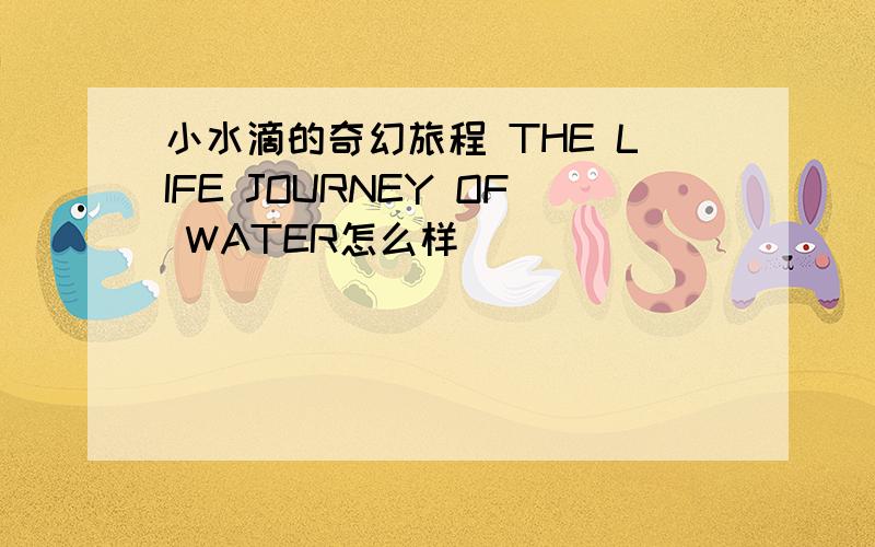 小水滴的奇幻旅程 THE LIFE JOURNEY OF WATER怎么样