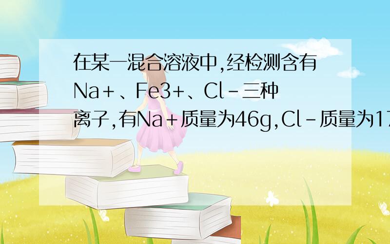 在某一混合溶液中,经检测含有Na＋、Fe3+、Cl-三种离子,有Na＋质量为46g,Cl-质量为177.5g,问Fe3+
