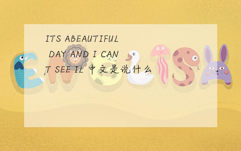 ITS ABEAUTIFUL DAY AND I CANT SEE IL 中文是说什么
