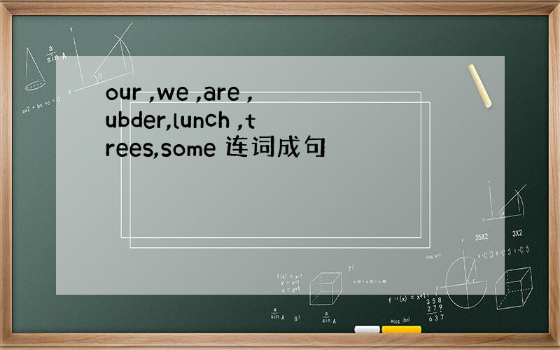 our ,we ,are ,ubder,lunch ,trees,some 连词成句