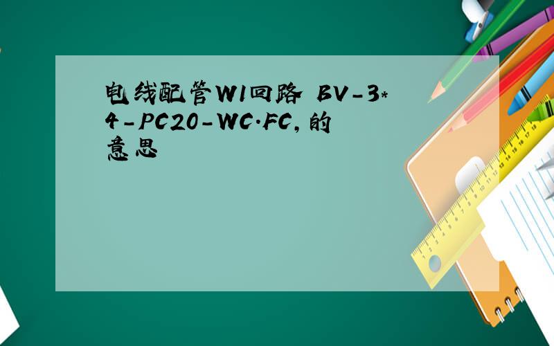 电线配管W1回路 BV-3*4-PC20-WC.FC,的意思
